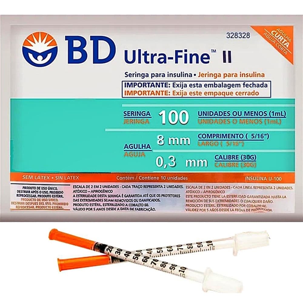 SERINGA PARA INSULINA BD ULTRA-FINA 6MMX0.25MM 31G 100UI C/10UN(BD)